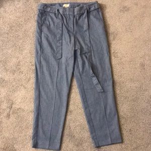 Ann Taylor Loft tie waist chambray pants